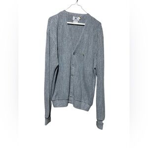 Vintage Izod Lacoste Grey Button Up Cardigan Mens XL